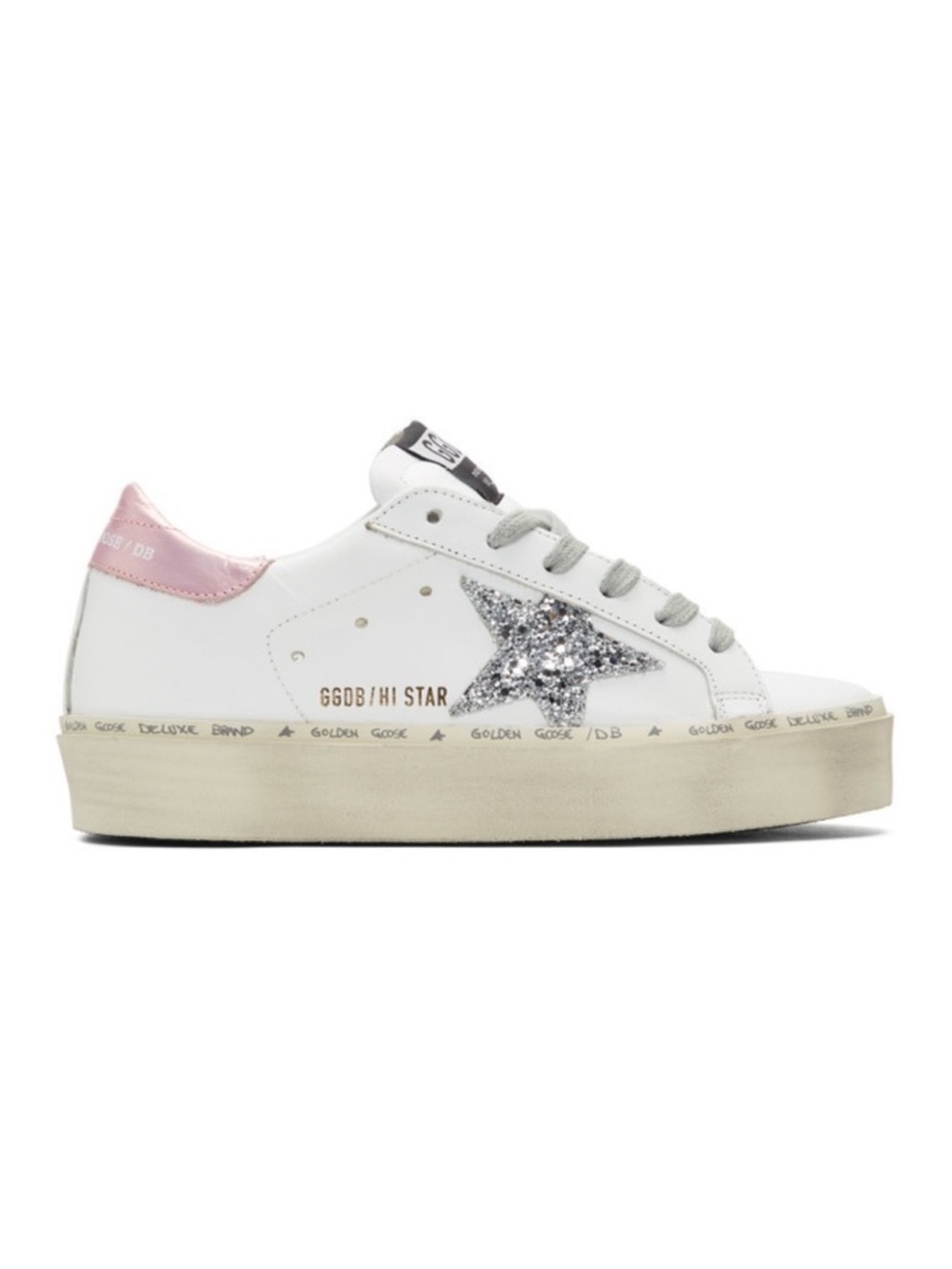 Golden Goose Hi Star Sneakers Pink white and silver